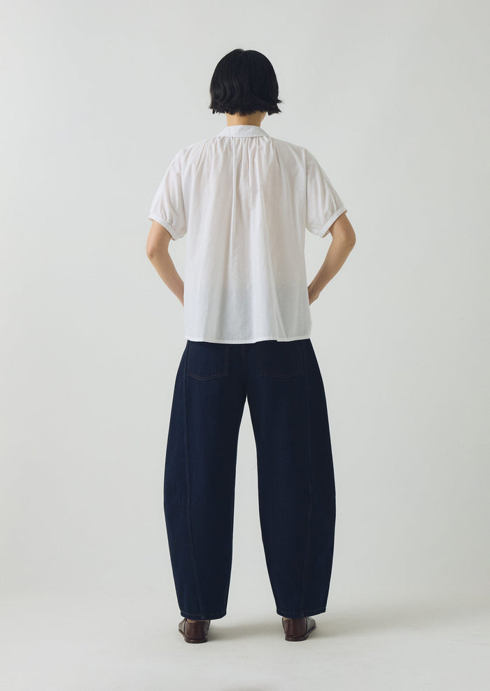 Cecily Gathered Cotton Shirt | White