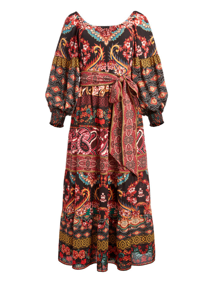 CELEMENTINA TIERED MIDI DRESS - SPELLBOUND MULTI