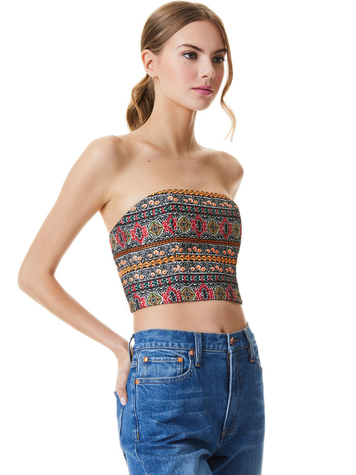 CERESI EMBROIDERED BANDEAU - BLACK/MULTI