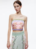 CERESI SMOCKED BACK BANDEAU TOP - FLORAL FEST