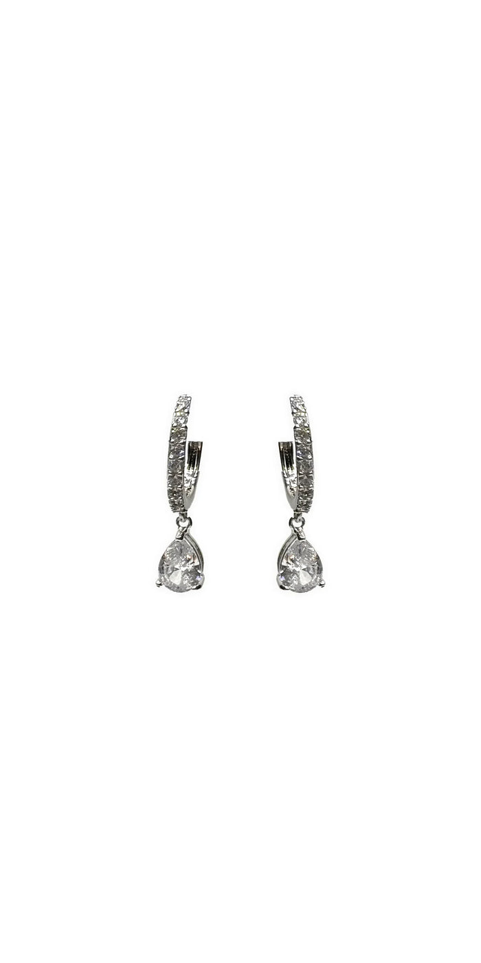 Channel Set Teardrop Hoop Earrings - Camille La Vie