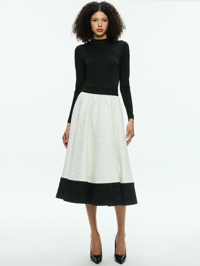 CHARA MIDI DRESS - OFF WHITE/BLACK