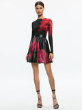 CHARA VEGAN MINI DRESS - PEONY PETALS BRIGHT RUBY