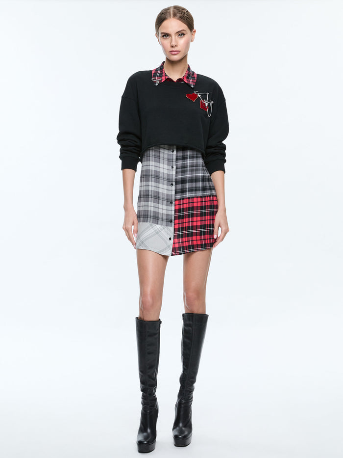 CHARIS MIXED MEDIA MINI DRESS - BLACK MULTI