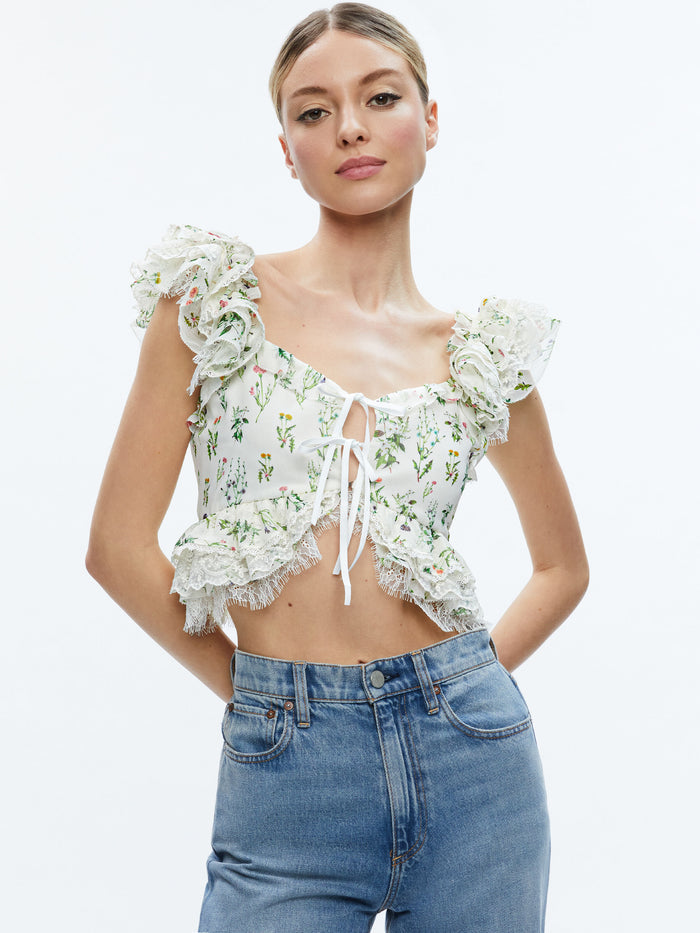 CHARLINE RUFFLE CROPPED TOP - GEORGIA FLORAL