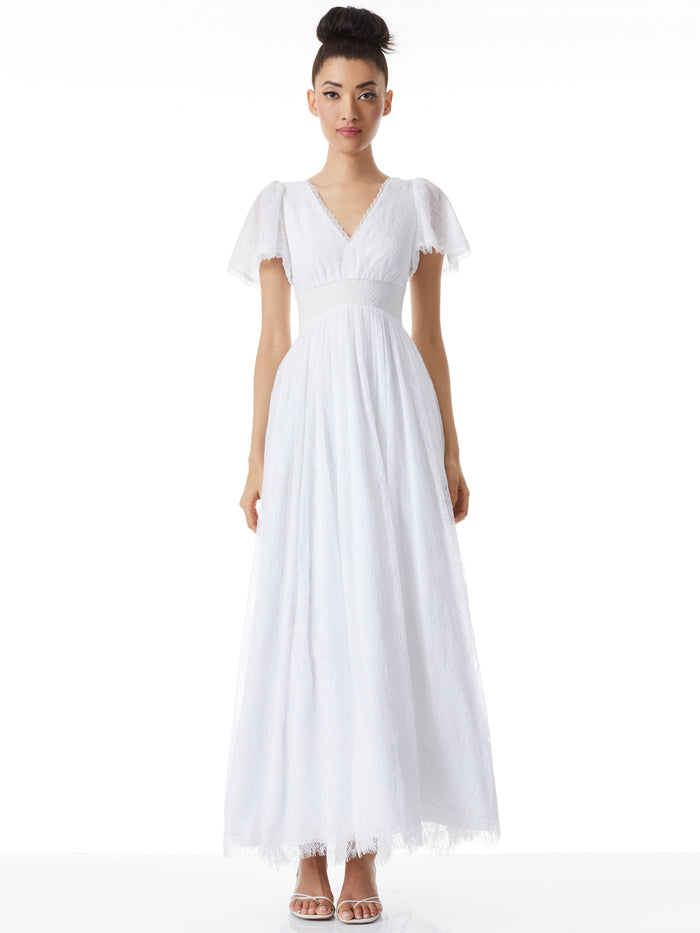 CHARLSIE SMOCKED WAIST DRESS - WHITE