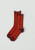 Check Cotton Cashmere Socks | Red/Plum