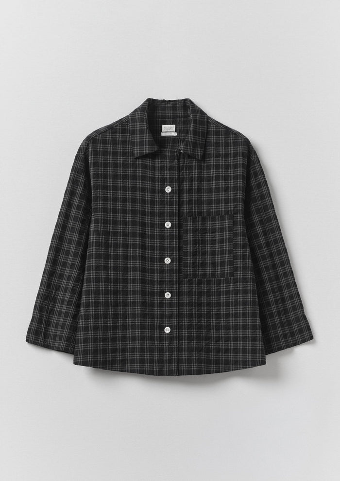 Check Cotton Wool Shirt | Dark Charcoal/Black