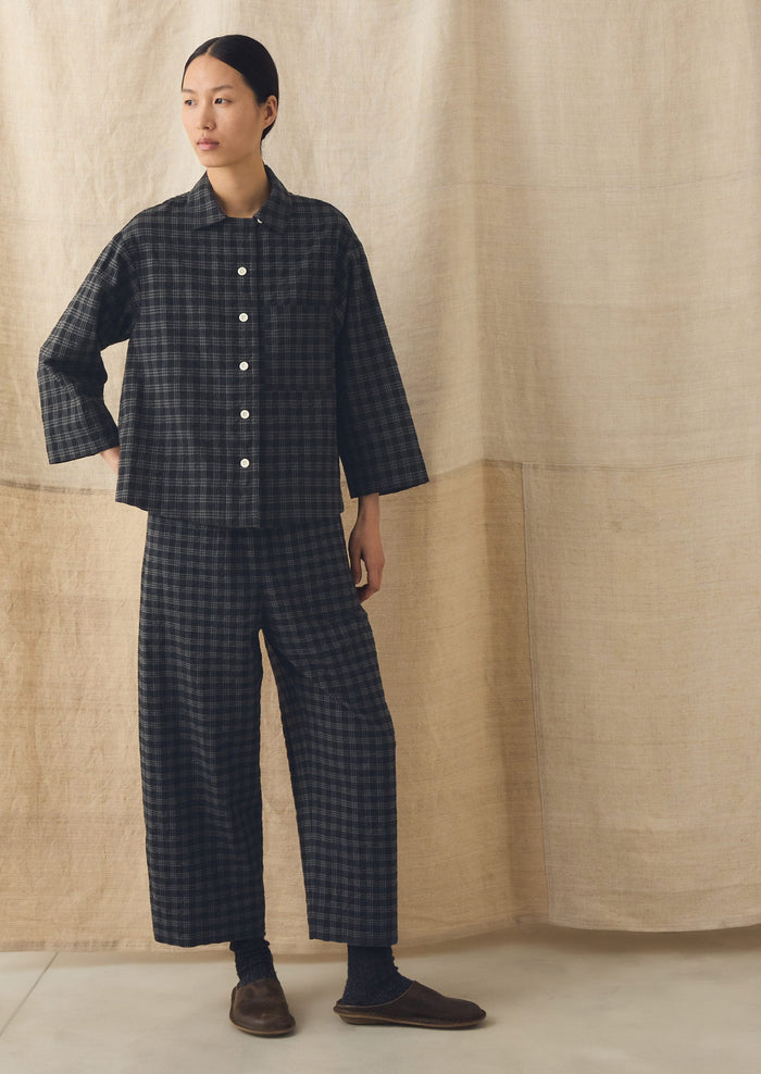 Check Cotton Wool Shirt | Dark Charcoal/Black