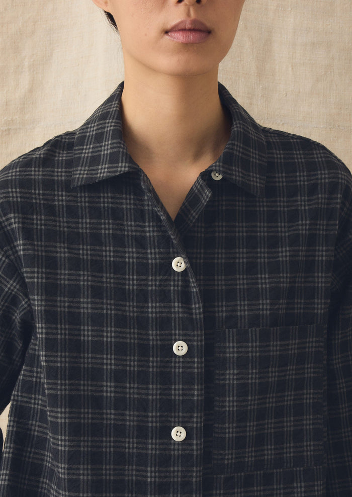 Check Cotton Wool Shirt | Dark Charcoal/Black