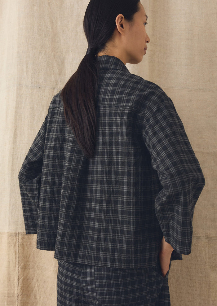 Check Cotton Wool Shirt | Dark Charcoal/Black