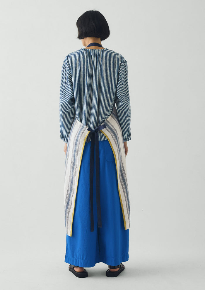 Chef Stripe Linen Apron | Ecru/Multi Blue