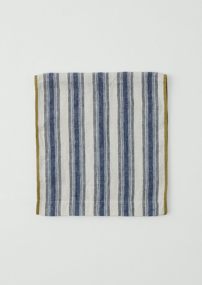 Chef Stripe Linen Table Runner | Ecru/Multi Blue