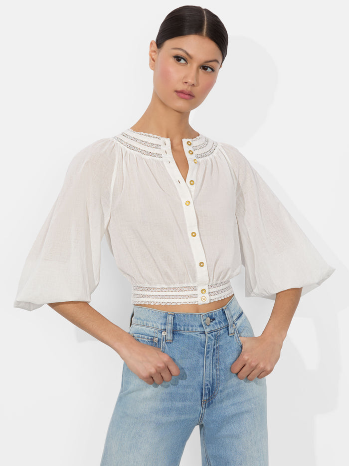 CHERELLE BUTTON DOWN BLOUSE - OFF WHITE