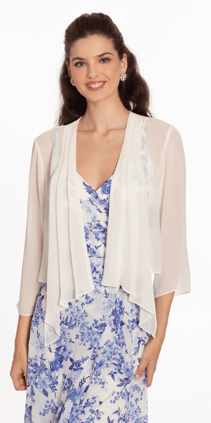 ivory/size/m/missy/Camille La Vie/ Chiffon Drape Front Jacket with Sleeves/front