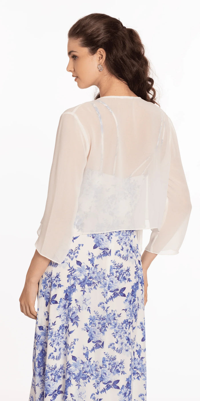 ivory/size/m/missy/Camille La Vie/ Chiffon Drape Front Jacket with Sleeves/back
