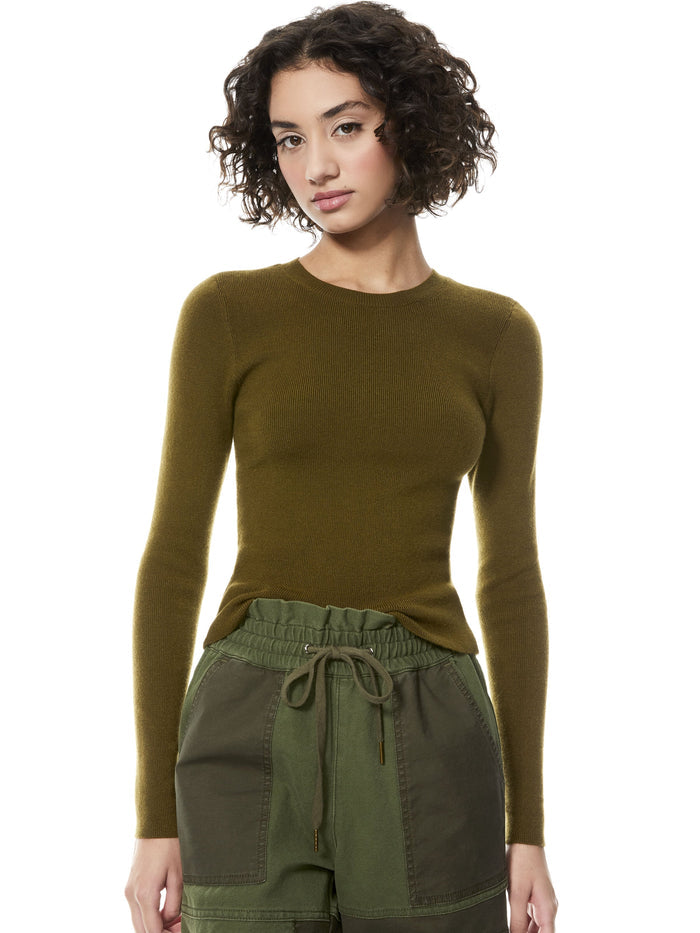 CIARA CROPPED PULLOVER - OLIVE