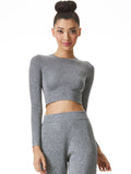 CIARA CRPD LS METALLIC CREW - SILVER METALLIC