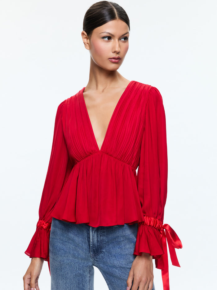 CLARISSA BLOUSE - BRIGHT RUBY