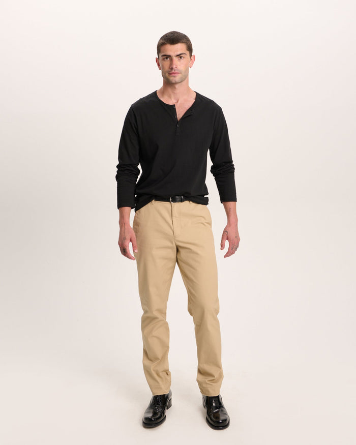 Classic Jersey Long Sleeve Henley - Black