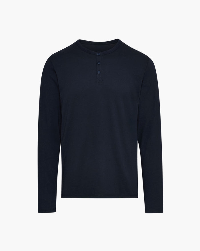 Classic Jersey Long Sleeve Henley - Midnight