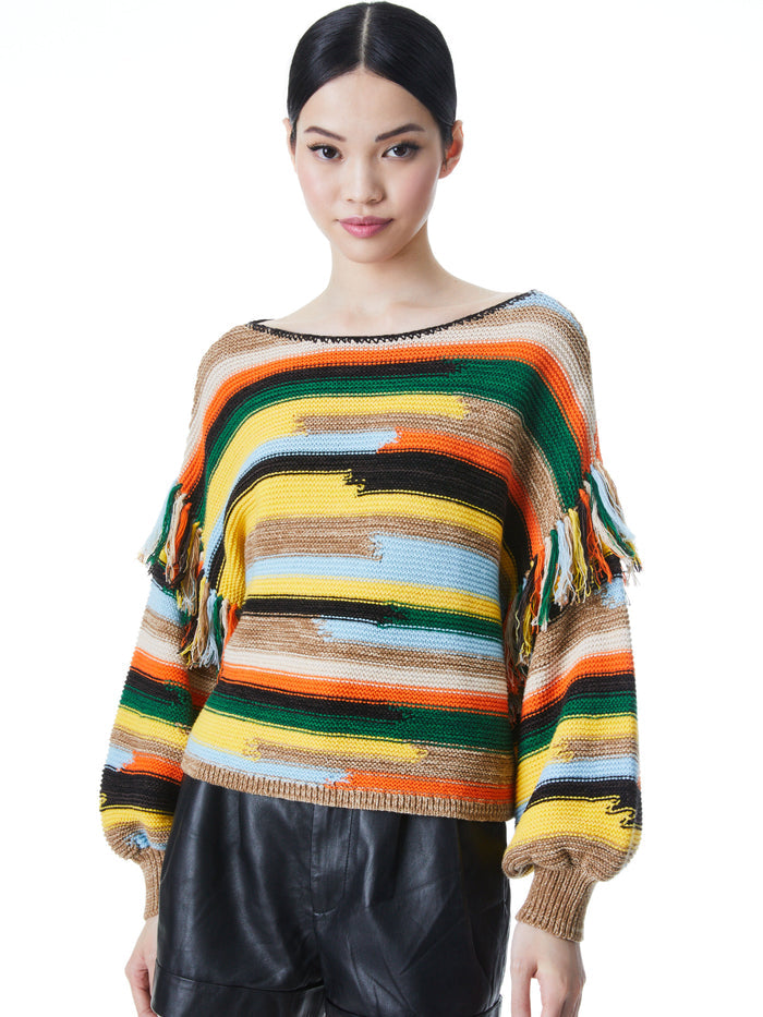 CLAUDETTE FRINGE PULLOVER - MULTI