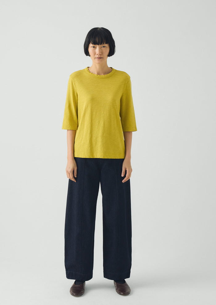 Cleo Garment Dyed Cotton Tee | Chartreuse