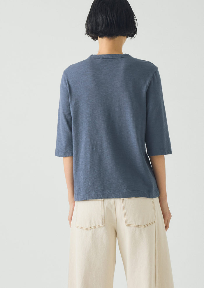Cleo Garment Dyed Cotton Tee | Mazarine Blue