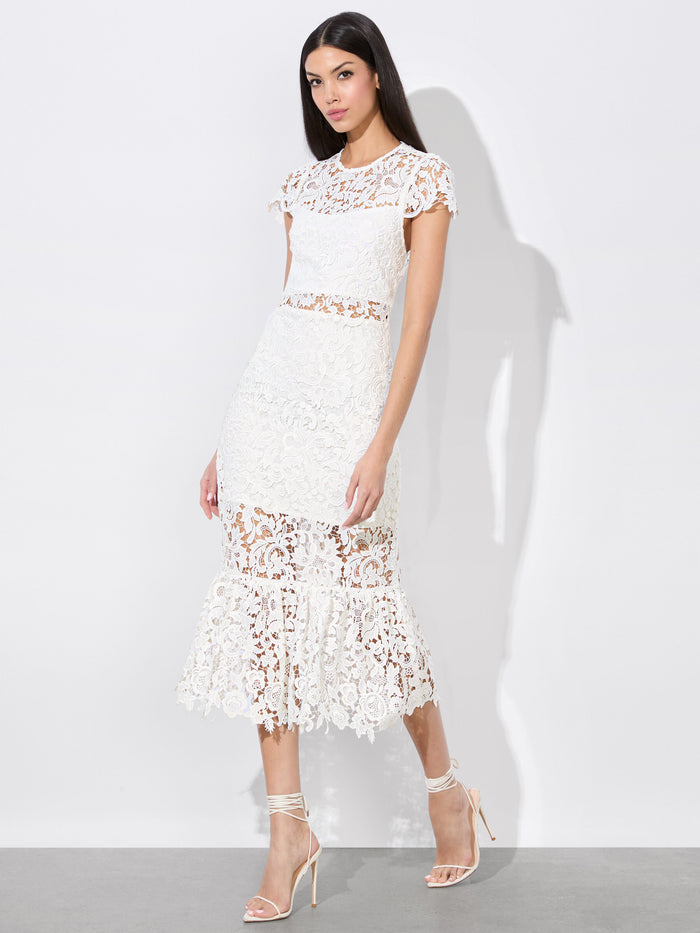 CLOVER OPEN BACK DRESS - OFF WHITE