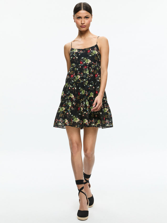 COLLEN SPAGHETTI STRAP MINI DRESS - BLUSH KISS BLACK