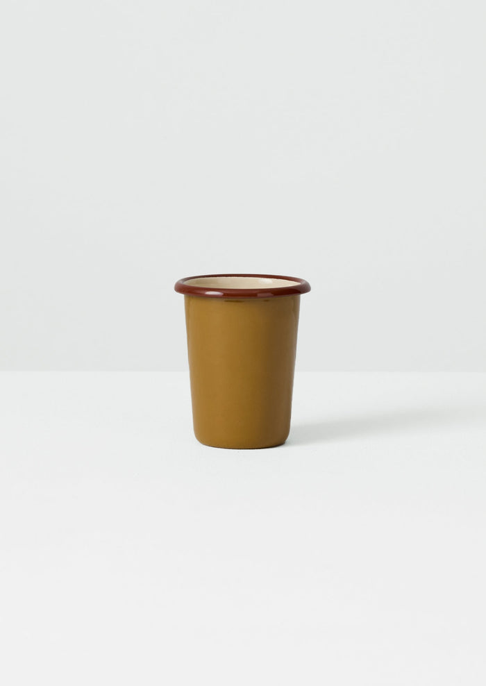 Contrast Rim Enamel Cup | Ochre/Chestnut