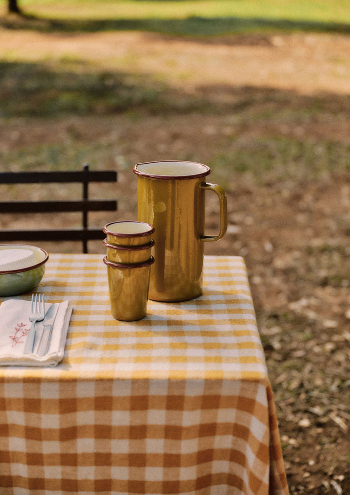 Contrast Rim Enamel Cup | Ochre/Chestnut