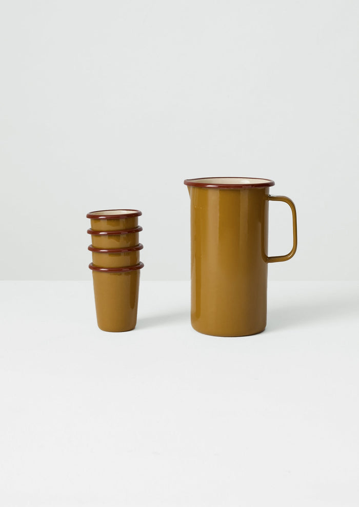 Contrast Rim Enamel Cup | Ochre/Chestnut