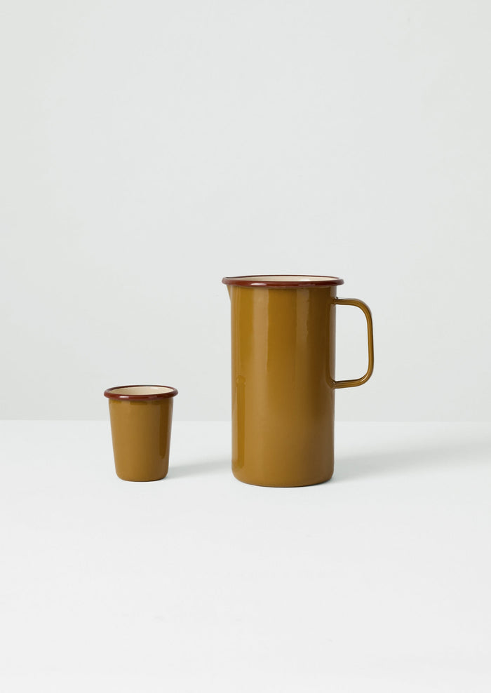 Contrast Rim Enamel Cup | Ochre/Chestnut