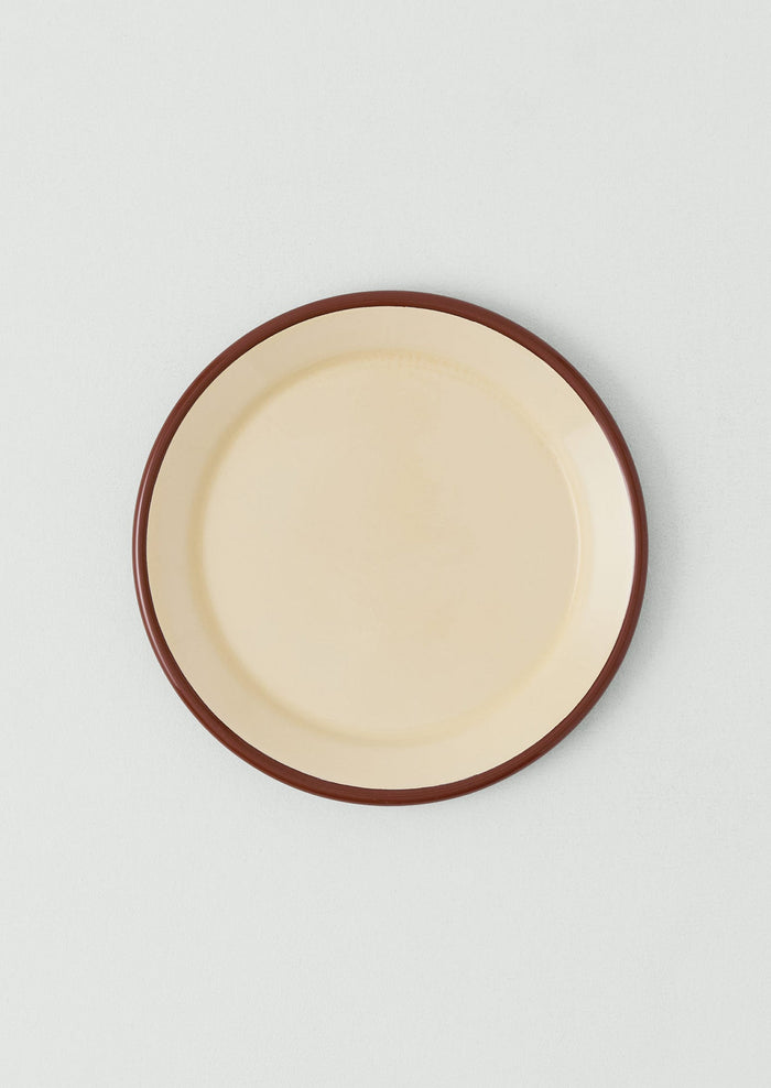 Contrast Rim Enamel Dinner Plate | Mint/Chestnut