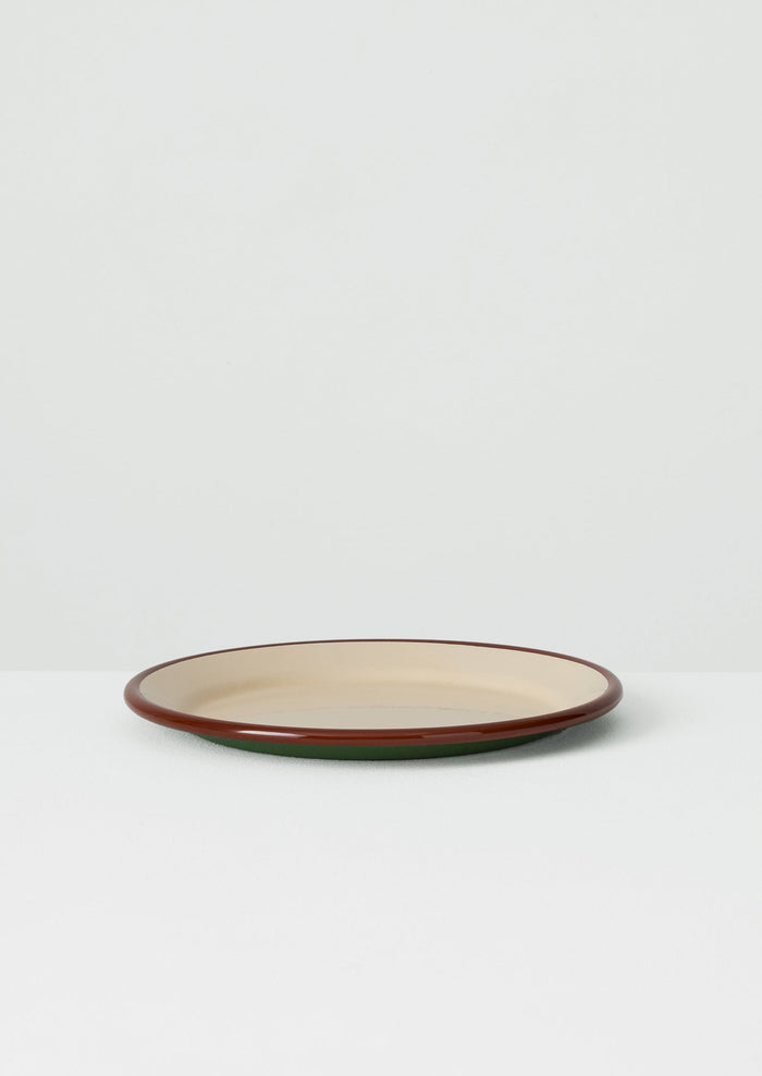 Contrast Rim Enamel Dinner Plate | Mint/Chestnut
