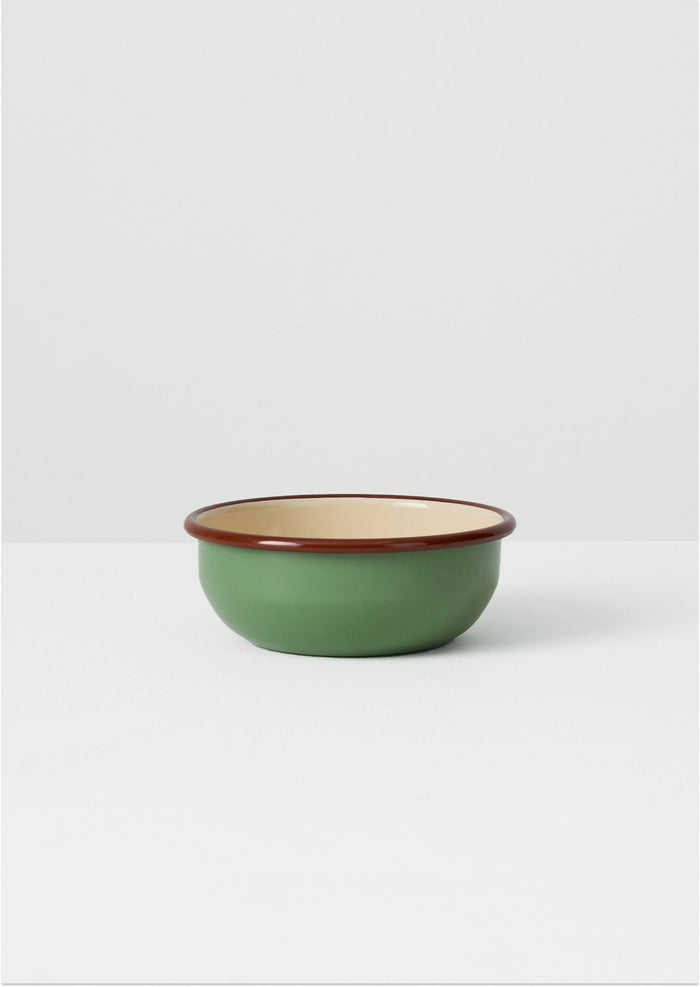 Contrast Rim Enamel Picnic Bowl | Mint/Chestnut