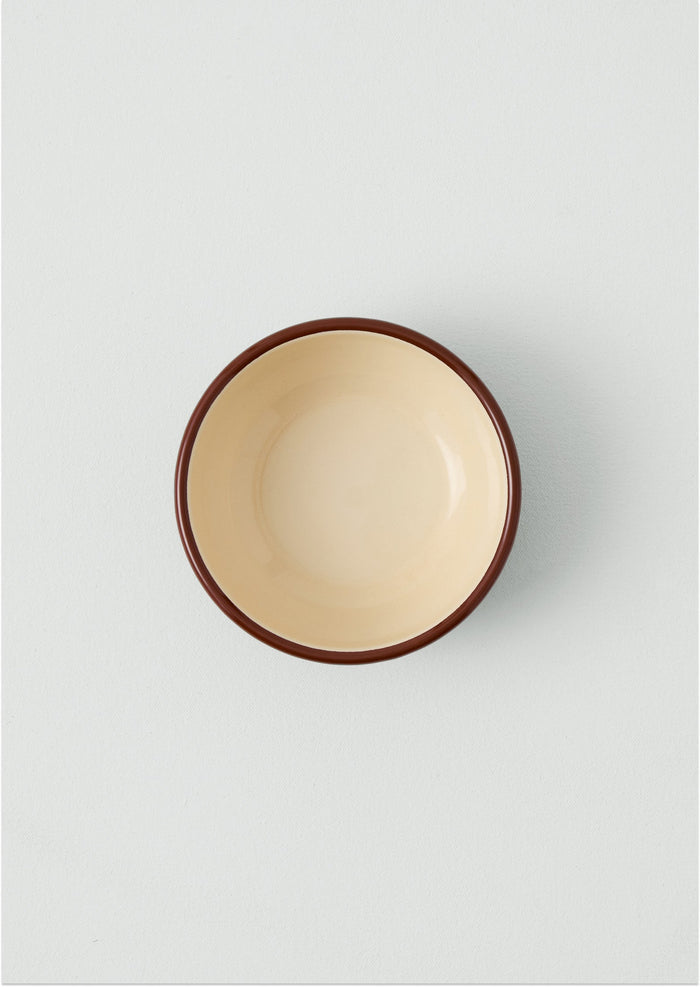 Contrast Rim Enamel Picnic Bowl | Mint/Chestnut