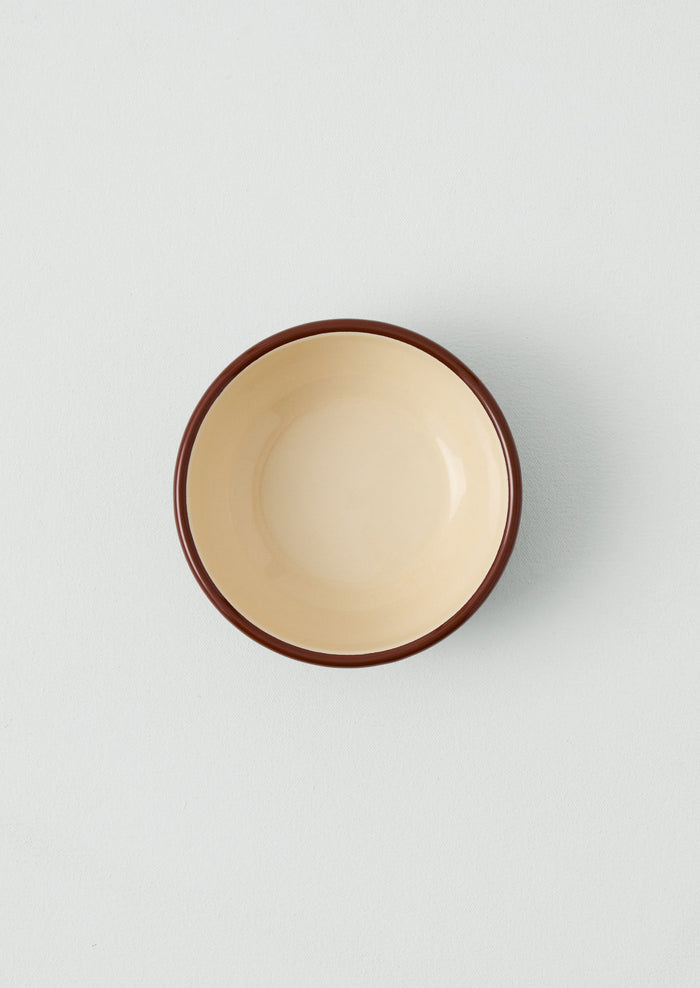 Contrast Rim Enamel Picnic Bowl | Ochre/Chestnut