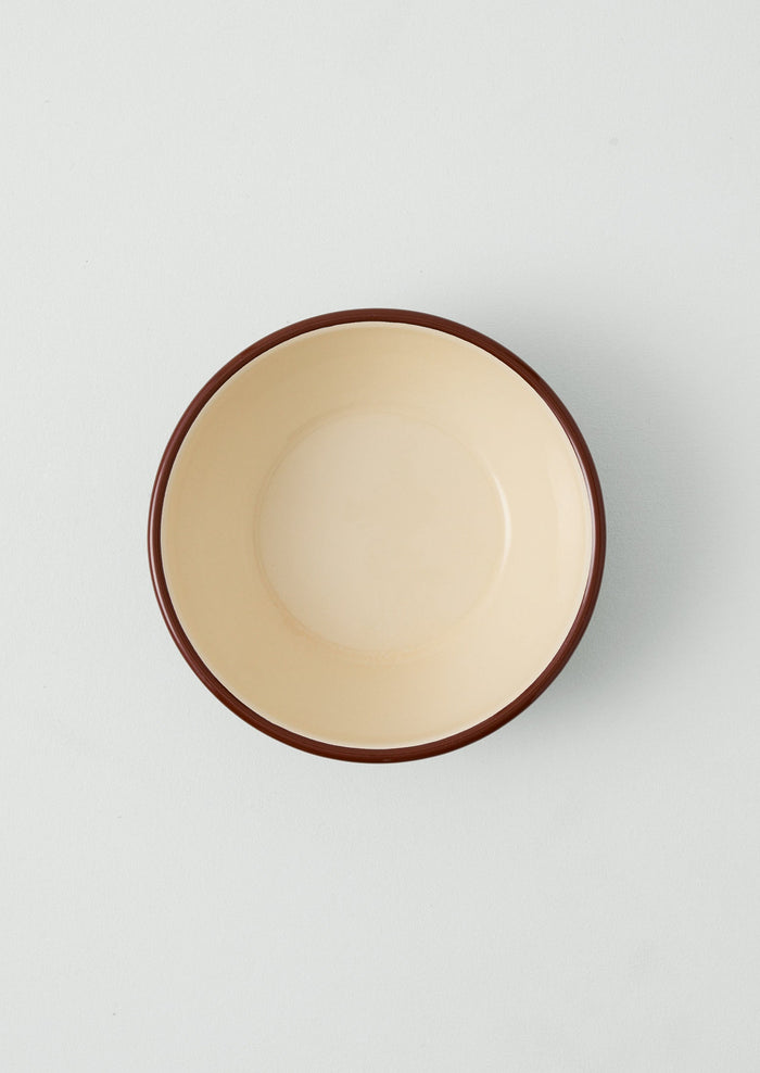 Contrast Rim Enamel Salad Bowl | Ochre/Chestnut