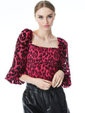 COOPER LEOPARD SMOCKED TOP - WILD PINK/BLACK