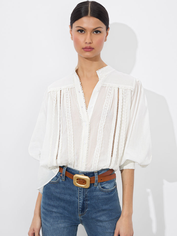 CORA BUTTON DOWN BLOUSE - OFF WHITE