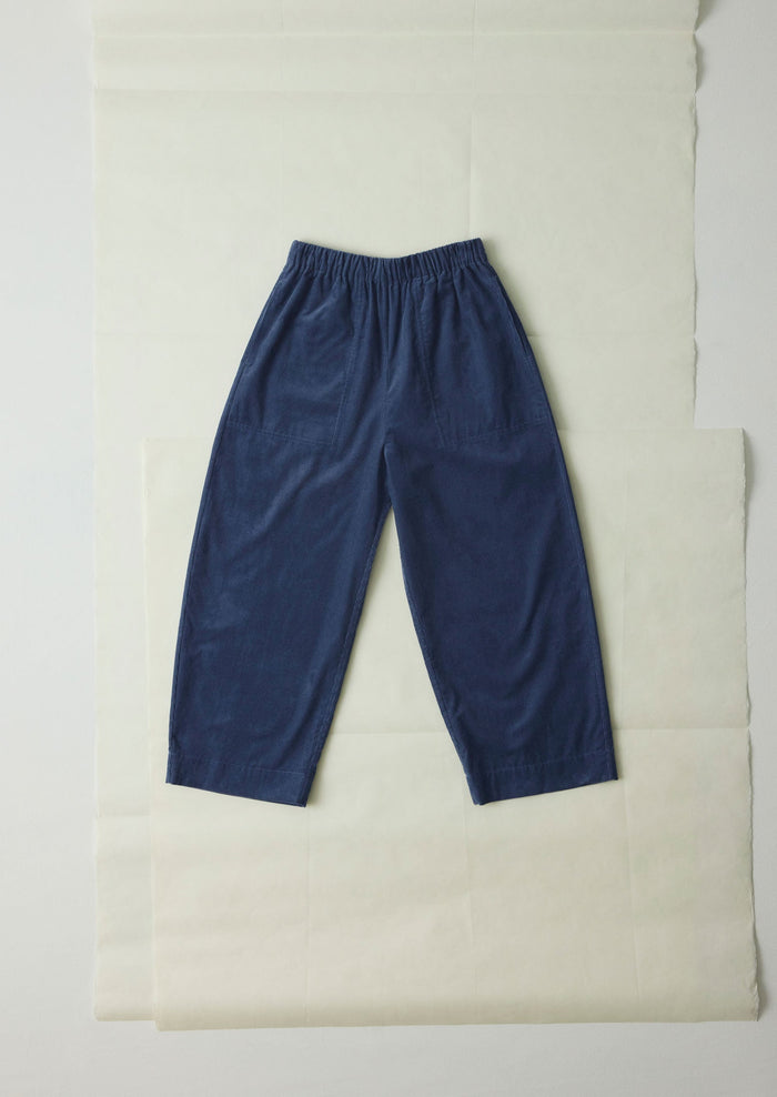 Cord Barrel Leg Pants | Denim Blue