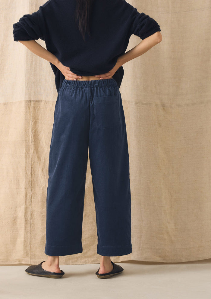 Cord Barrel Leg Pants | Denim Blue