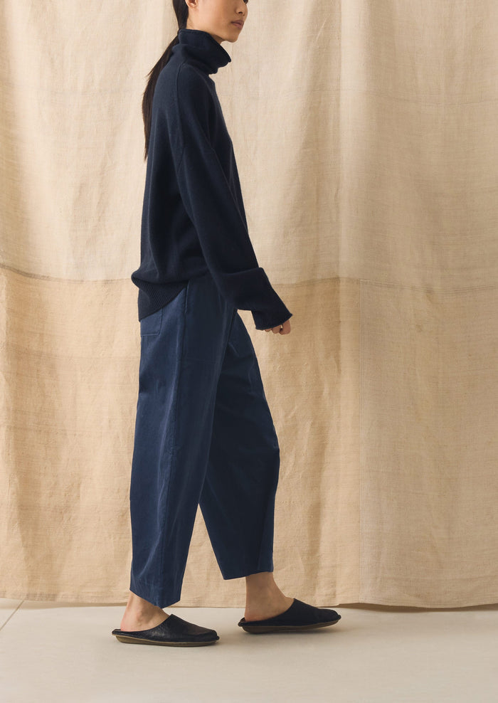 Cord Barrel Leg Pants | Denim Blue