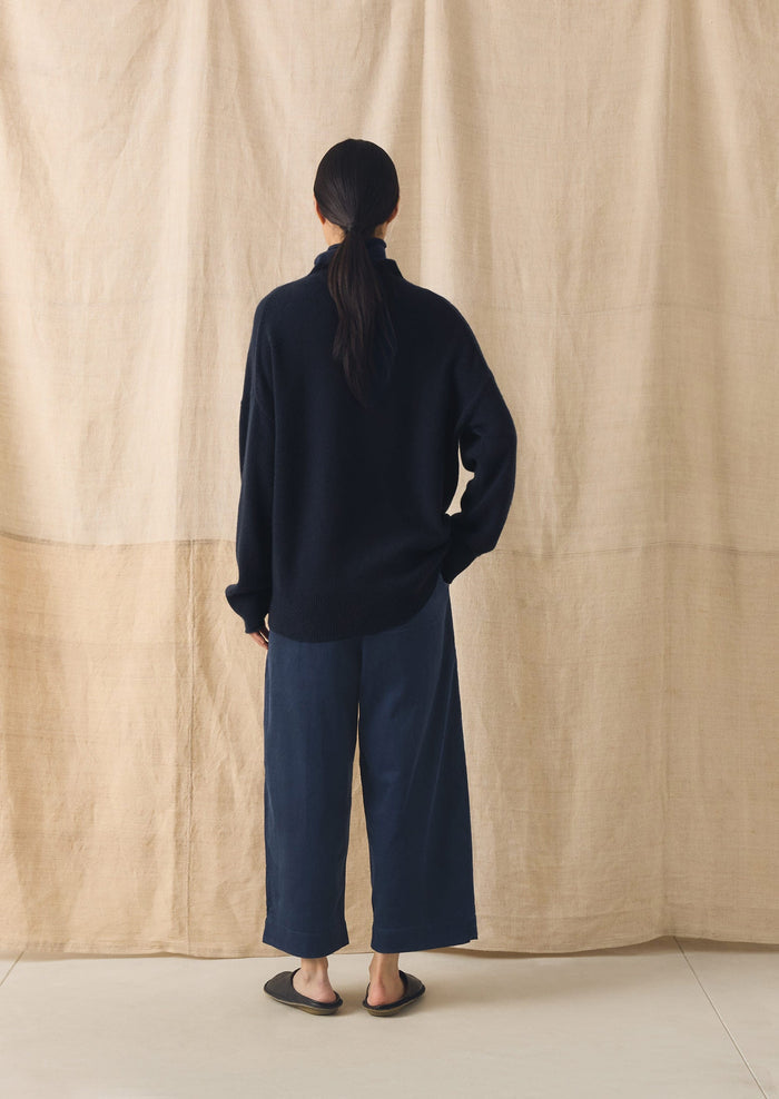 Cord Barrel Leg Pants | Denim Blue
