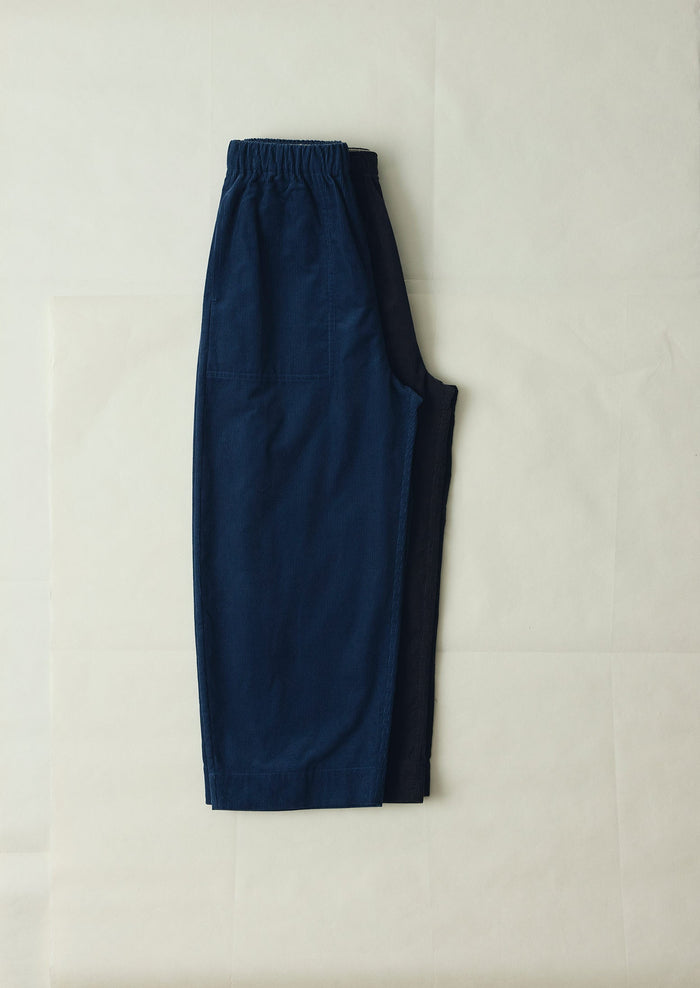 Cord Barrel Leg Pants | Denim Blue