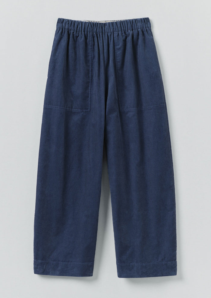 Cord Barrel Leg Pants | Denim Blue
