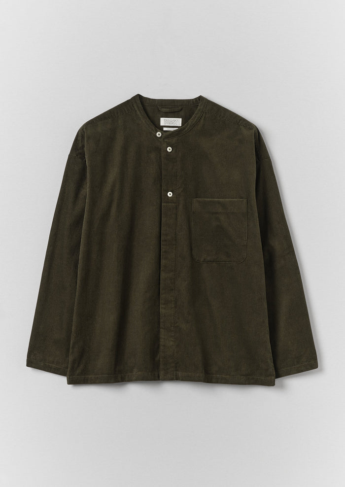 Cord Grandad Collar Shirt | Tent Green