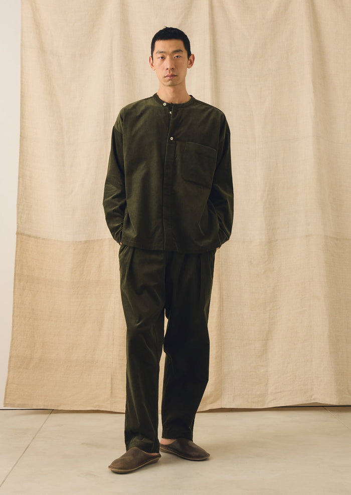 Cord Grandad Collar Shirt | Tent Green